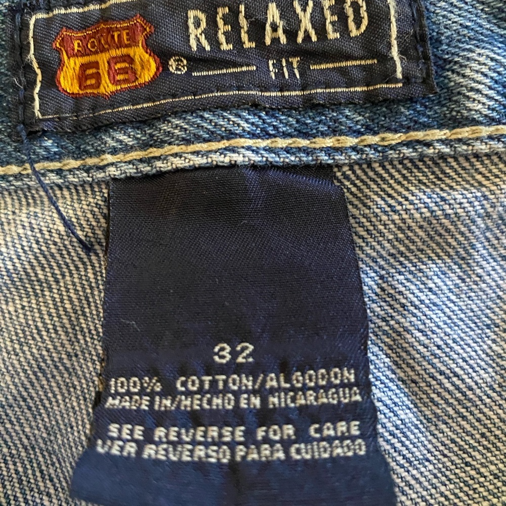 Vintage 90's Route 66 Distressed Frayed Highwaisted  Denim Jean Shorts 32 - Picture 9 of 13